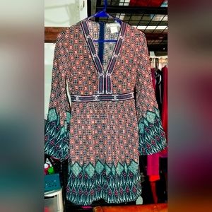 Flying Tomato Women's Bohemian Long Sleeve Paisley Dress Top